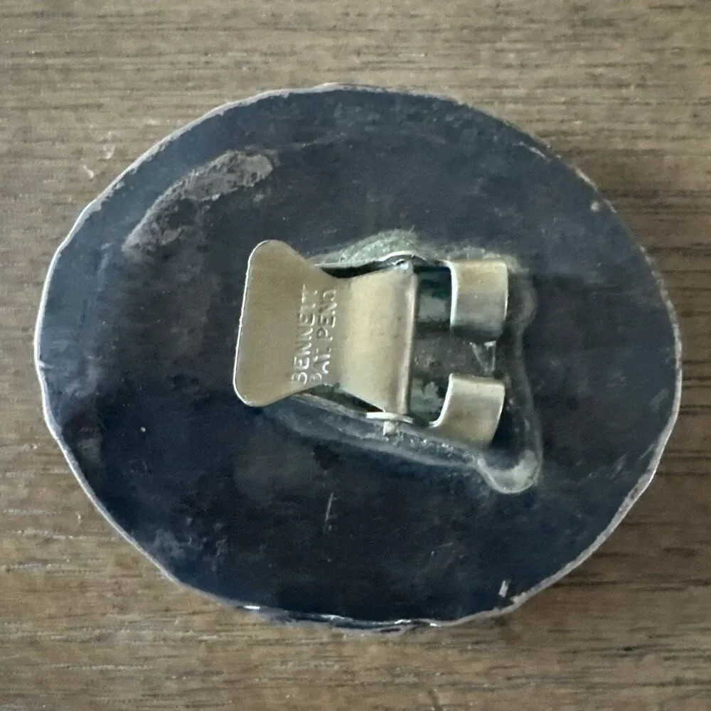 VTG Navajo Sterling Silver Bolo Slide 53g Morenci Blue Turquoise Double Stone